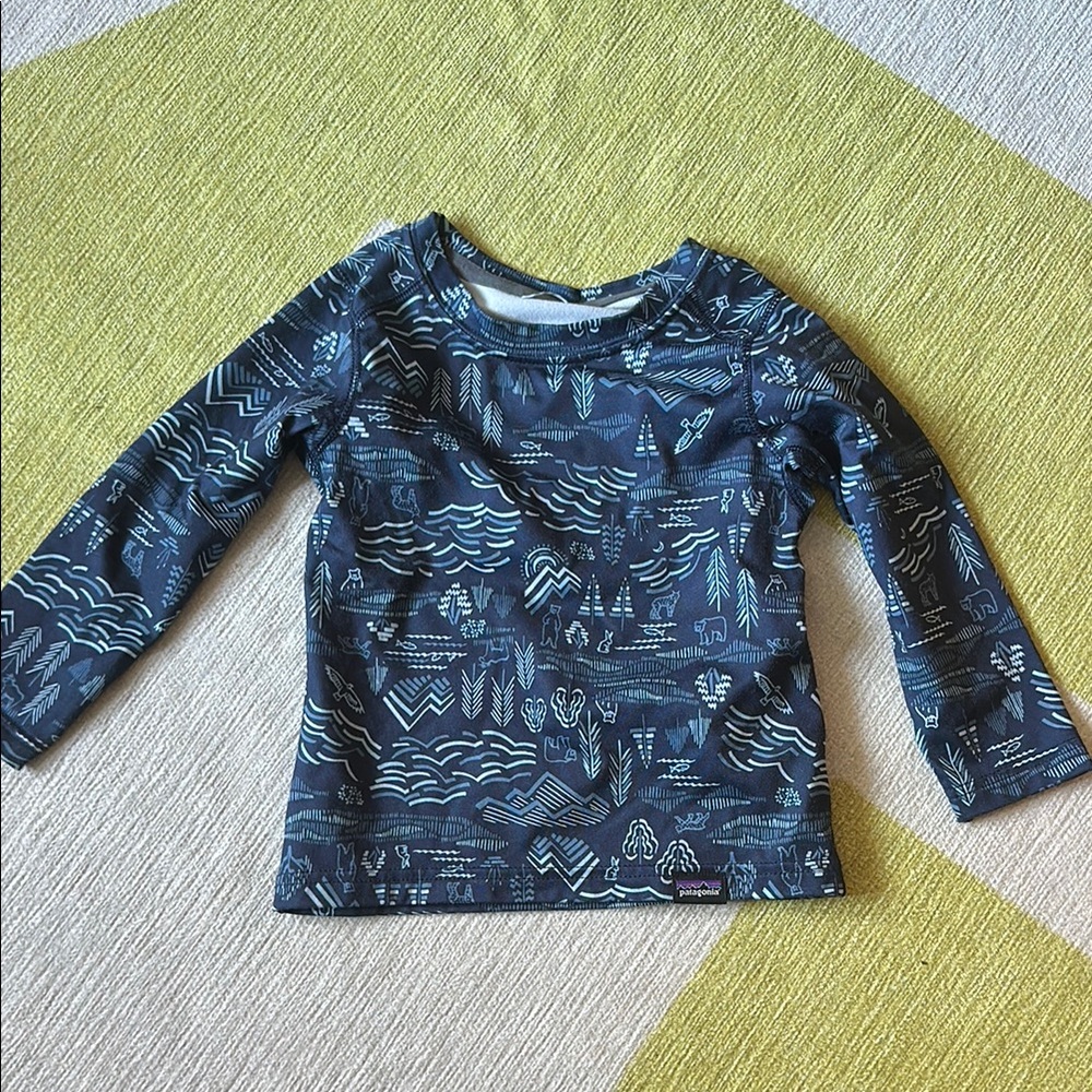 Patagonia Kids' Blue Patterned Long Sleeve Shirt